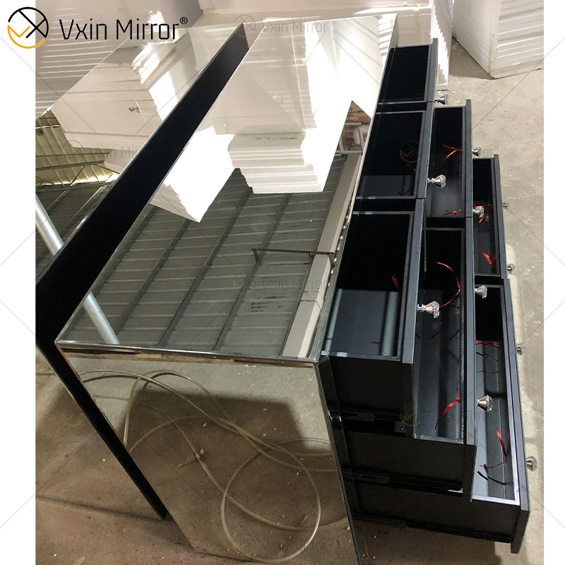 Classical Style Cabinet WXF-817 Silver Modern Muti Drawers Mirored Cupboard Customize Size