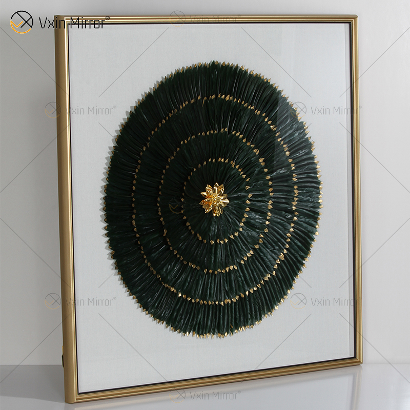 New Arrival Vxin WXPA-007 Modern Motivational Mirror Wall Art Metal Feather Hanging Picture for Living Room Set for Sale