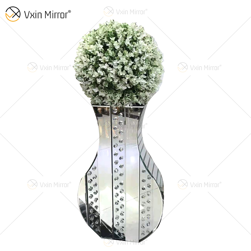 WXMV Home Hotel Decor Indoor Silver Crushed Diamond Mirrored Large Follower Pots Mirror Vase