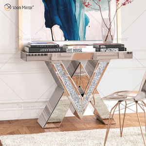 2022 New Products Designer Console Table Crushed Diamond Crystal Mirrored Console Tables