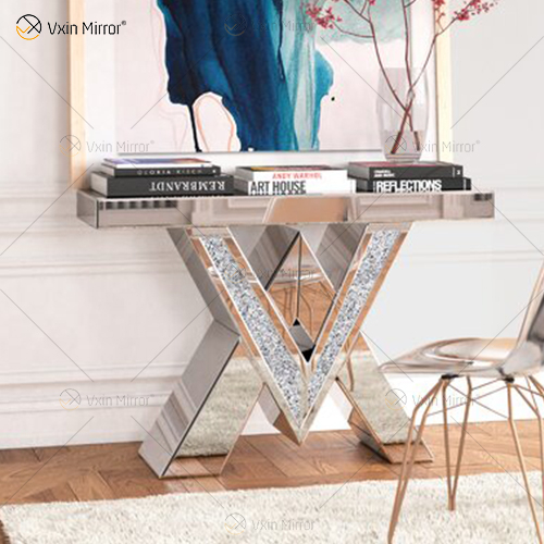 2022 New Products Designer Console Table Crushed Diamond Crystal Mirrored Console Tables