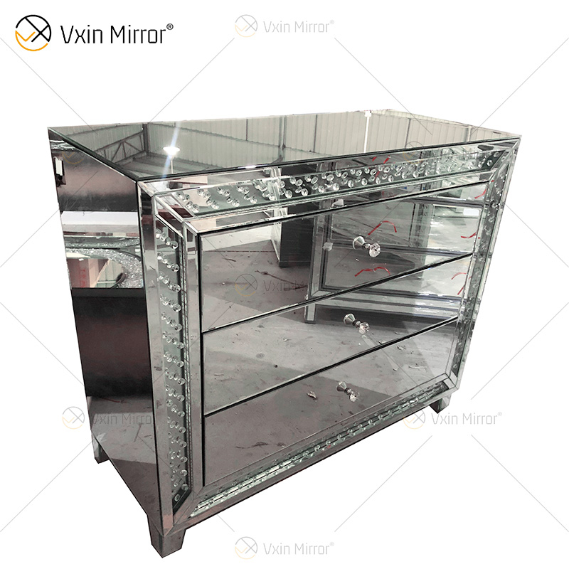 WXF-2140 LED Octagonal Beads Simple Fashion Three Drawersr LED Cabinet Match LED Mirror Custom Plug
