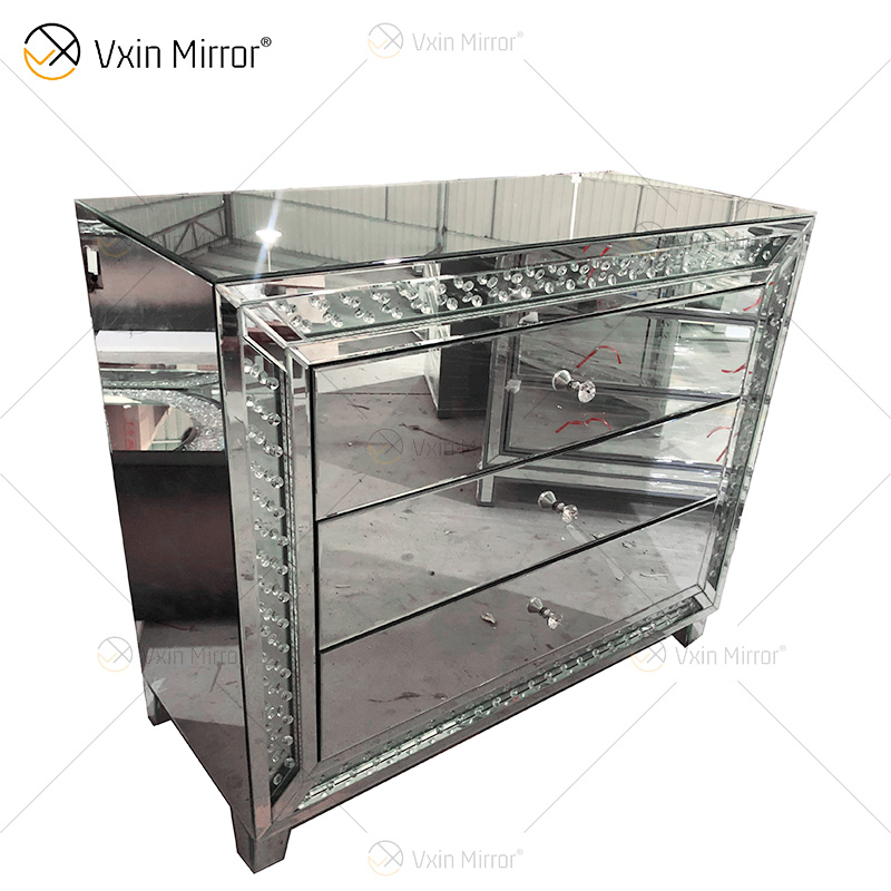 WXF-2140 LED Octagonal Beads Simple Fashion Three Drawersr LED Cabinet Match LED Mirror Custom Plug