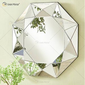 VXin Mirror WXM-1719 Moden Silver Glass 3D Decorative Wall Mirror Home Decor for Living Room Bedroom