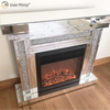 Modern WXWF-1092 Home Decor Luxury Crystal Crushed Diamond Mirror Fireplace With Heater In Living Room Furniture