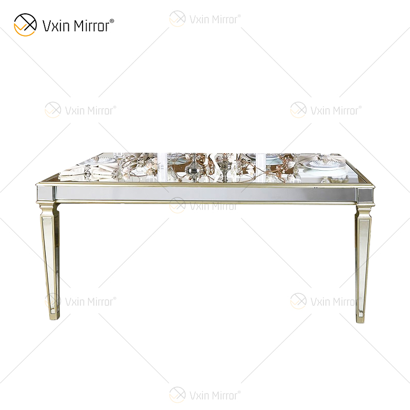 Facoty Supply Dining Table Luxury WXF-0309 Pure Gold Frame Homemade Mirrored Dining Table