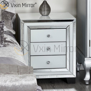 Modern Bedroom Furniture Mirored Bedside Table Sofa Corner with Drawers Customized WXF-787