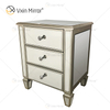 Factory Supply WXF-074 Golden Bedroom Furniture Luxury Nightstand With 3 Drawers Mirrored Bedside Table