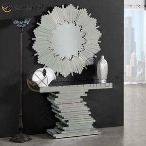 Custom Size Vxin Mirrored Modern 3D Silver Elegant Wooden Console Table with Mirror for Living Room Furniture