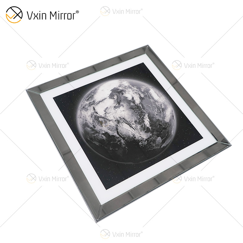 VXin WXPP-13 Home Decor Glass Frame Mirrored Earth Wall Art Crystal Porcelain Painting Mirror Wall Art