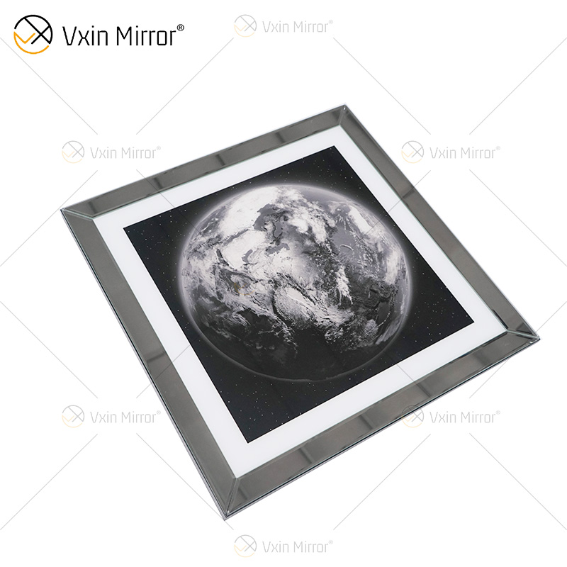 VXin WXPP-13 Home Decor Glass Frame Mirrored Earth Wall Art Crystal Porcelain Painting Mirror Wall Art