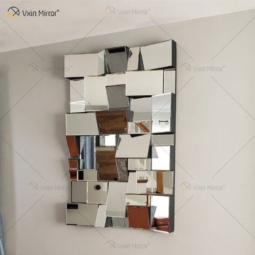 VXin Mirror WXM-1548 Moden Silver Glass 3D Decorative Wall Mirror Home Decor for Living Room Bedroom