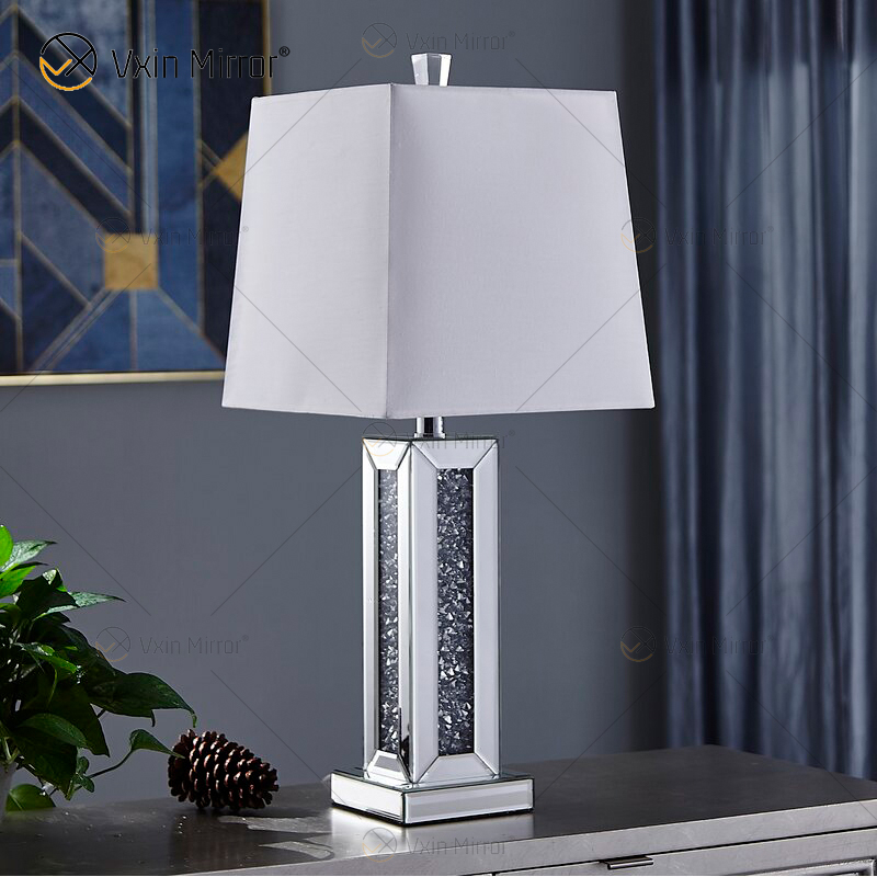 Factory Supply WXTL-081 Modern Silver Crystal Table Mirror Lamp For Bedroom