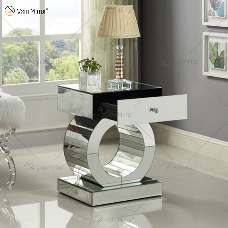 Custom Modern Mirrored Bedside Table with Drawer Side Tables for Home Furniture for Living Room