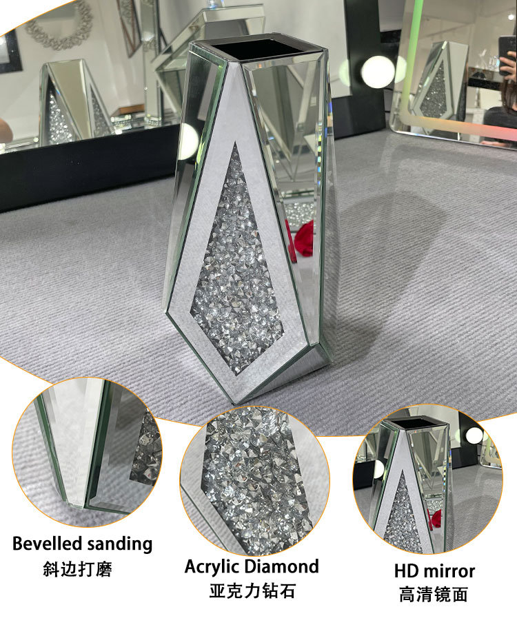 Diamond Decorative Glass Mirror Vase
