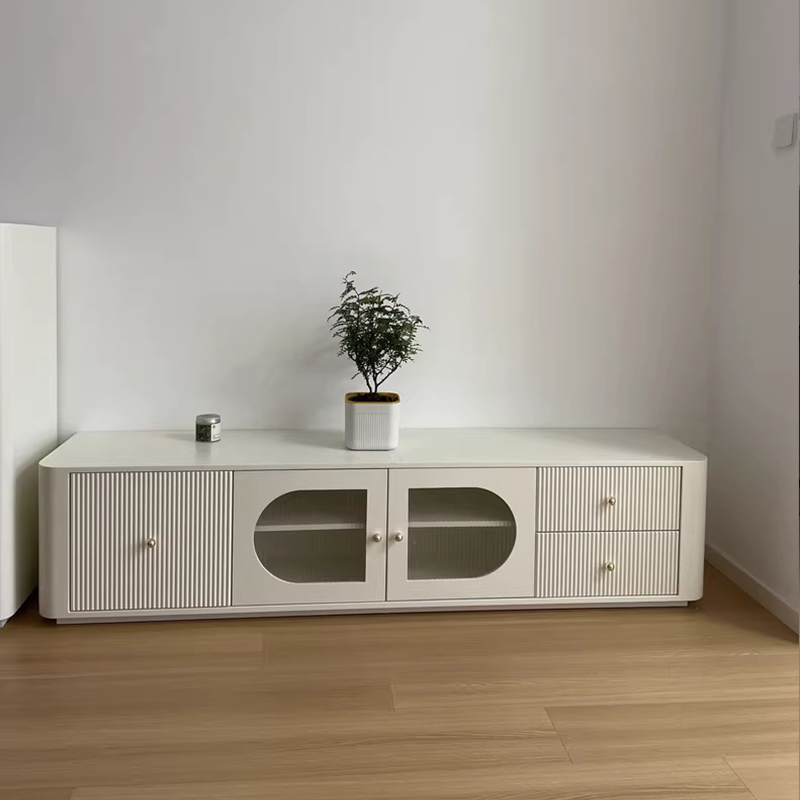 Modern white cream wind TV cabinet