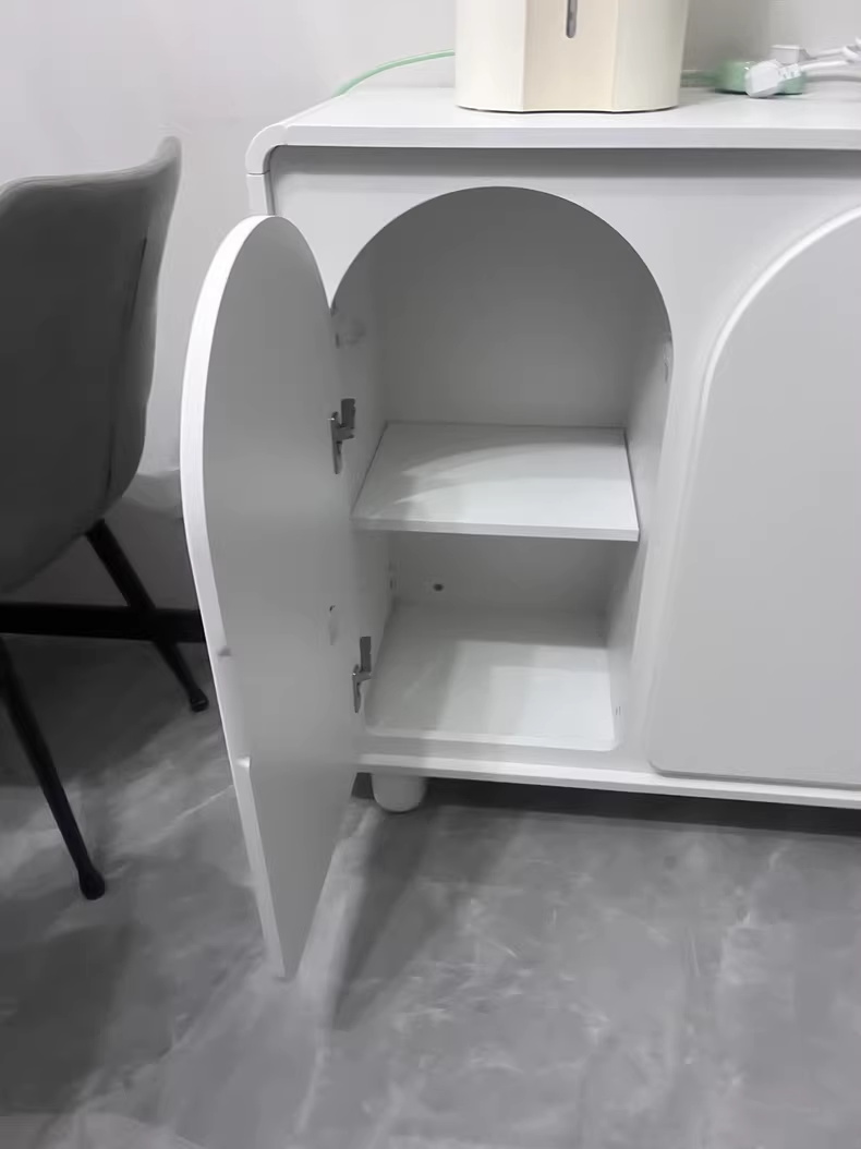 Cream White Wood Storage cabinet