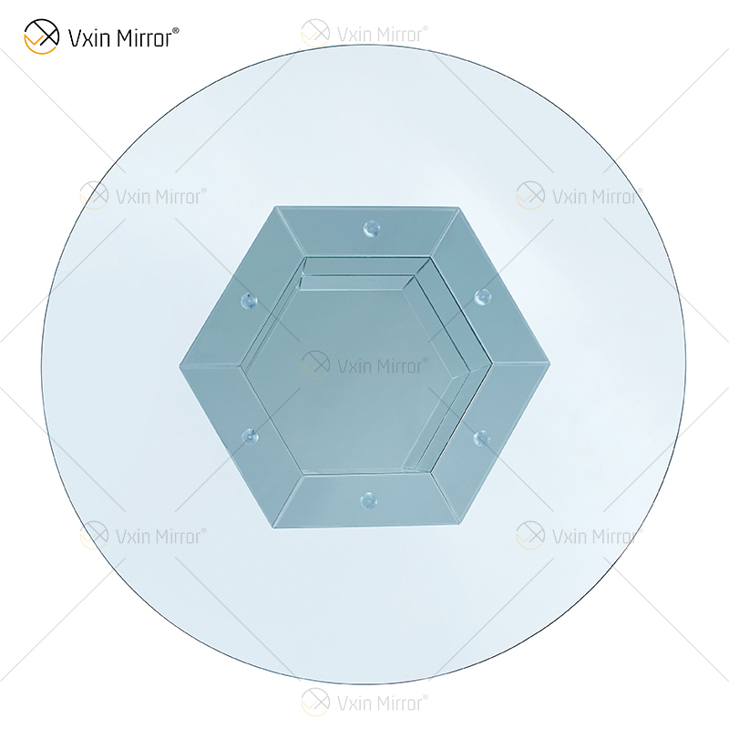 2020 New Design WXF-100 Crushed Diamond Round Silver Dining Table with Toughened Glass Table Top