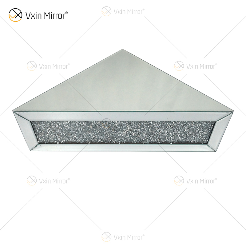 Vxin Factory Supply WXF-152 Silver Wall Decor Silver Crushed Diamond Mirror Wall Shelf