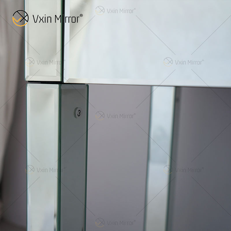 white vanity with mirror