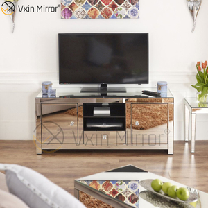 Mirror Glass Furniture Modern Mirrored TV Stand Cabinet