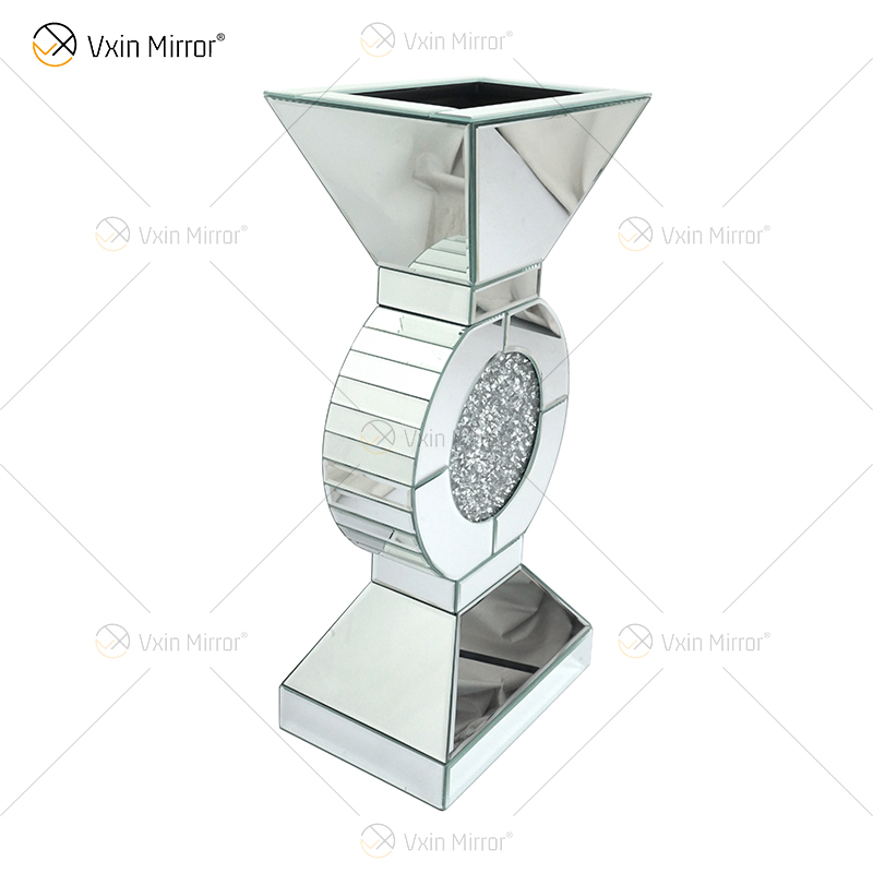 WXMV-066 Home Hotel Decor Indoor Silver Crushed Diamond Mirrored Tabletop Mirror Vase