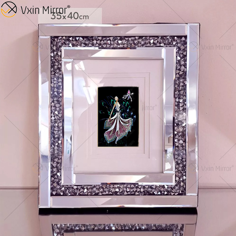 Factory Supply Silver Handmade Hallway Mirror Photo Frame Mirror Wall Art Home Decor for Living Room Sofa Furniture WXPP-16