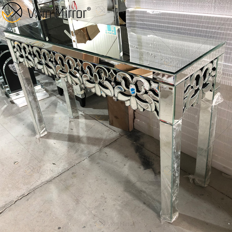 High Quality Factory Vxin Mirror Silver Furniture Crystal Wooden Console Table with Mirror