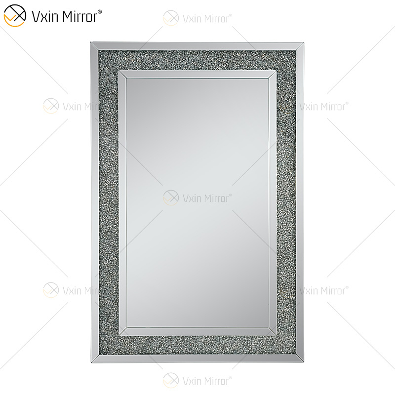 Wholesale WXM-1759 Gold Factory Supply Design Decorate 3 Colors Crushed Diamond Furniture Mirrors Decor Living Room Wall Mirror
