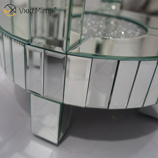 Cheap WXF-095 New Design Modern Round Side Table Living Room Silver Crushed Diamond Luxury Mirror Side Table