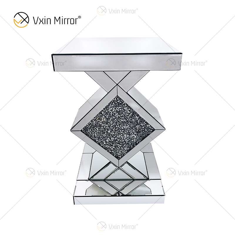 Wholesale WXF-115-2 Mirror Side Table Crystal Elegant Luxury Room Furniture Silver Side Table