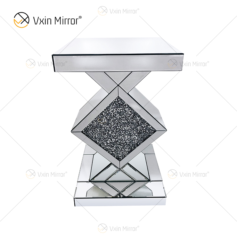 Wholesale WXF-115-2 Mirror Side Table Crystal Elegant Luxury Room Furniture Silver Side Table