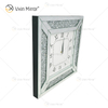 Anti Droping Package Modern Silver Crushed Diamond Wall Mirrored Clock