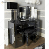 Hot Sell Mirrored Bedroom Furniture Set Wardrobe Black Crushed Diamond Mirrored Bed With Bedside Table
