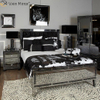 Hot Sell Mirrored Bedroom Furniture Set Wardrobe Black Crushed Diamond Mirrored Bed With Bedside Table