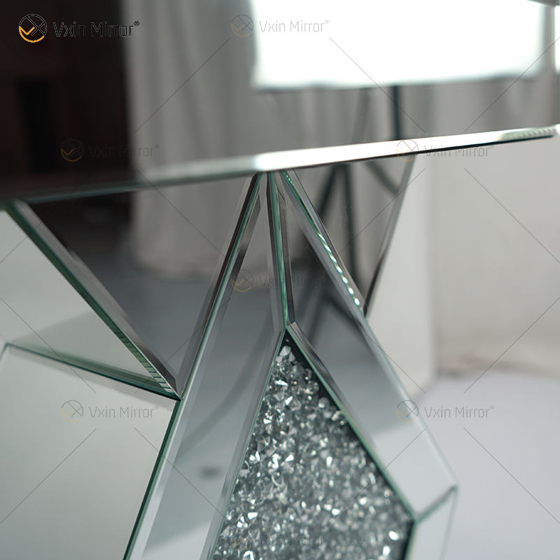 mirrored glass side table
