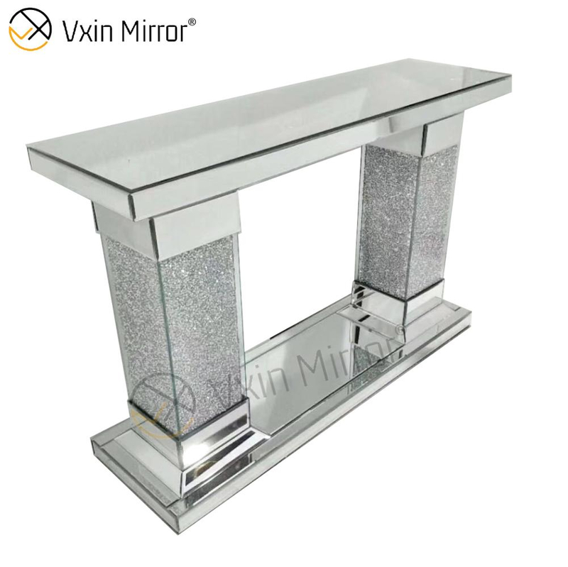 Factory Hot Sale Antique Modern Hallway Table WXF-082 Crystal Silver Mirror Narrow Mirror Console Table