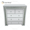 Vxin Mirrored Silver Crushed Diamond Nightstand Bedside Cabinet With 5 Drawer