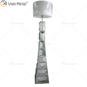 Black Frame WXFL-056 Living Room Elegant Silver Modern Crystal 3D Mirrored Floor Standing Lamp Mirror Lamp