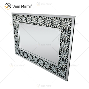 Manufactory Wholesale Elegant WXM-1095 Modern Home Decor Silver Crystal Decorative Wall Mirror