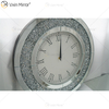Hot Sale Modern Silver Crushed Diamond Round Mirror Wall Clock