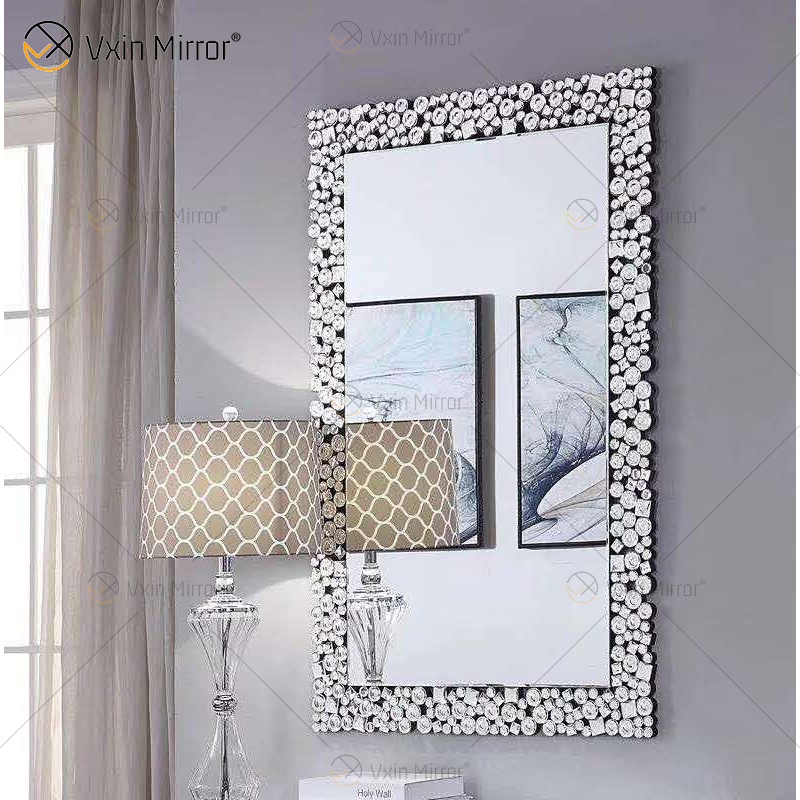 Acrylic Suit Top Quality Silver Large Crystal Wall Mirror Side Table Coffee Table Living Room Crystal Sets