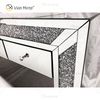 Hot Sell Modern Crushed Diamond Silver Dressing Table Stool 2 Drawers with Full-length Mirror