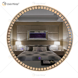 WXDL-115 LED 3 Color Light Silver Crystal Frame Waterproof Power Supply 4mm Copper-free Environmental Protection Mirror