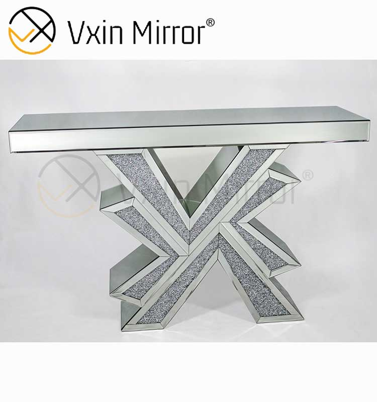 Vxin Miorror WXF-067 Factory Supply Elegant Mental Glass Console Table Hotel Cheap Silver Colsole Table