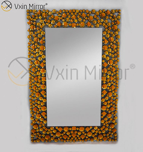 Cheap WXM-1051 Top Quality Brown Wall Mirror Decoration Crystal Wall Mirror