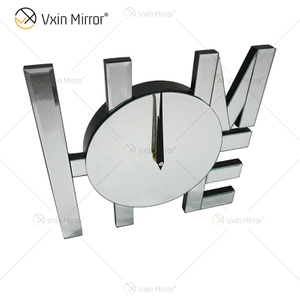 Mirrored Clock WXMC-037 Silver Wall Decor Elegant LOVE Clock