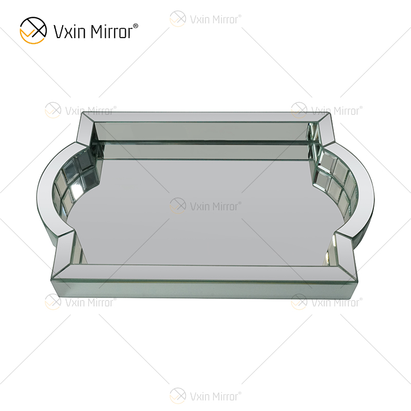 Elegant Decor WXMT-007 Modern Glass Silver Mirrored Rectangle Tray