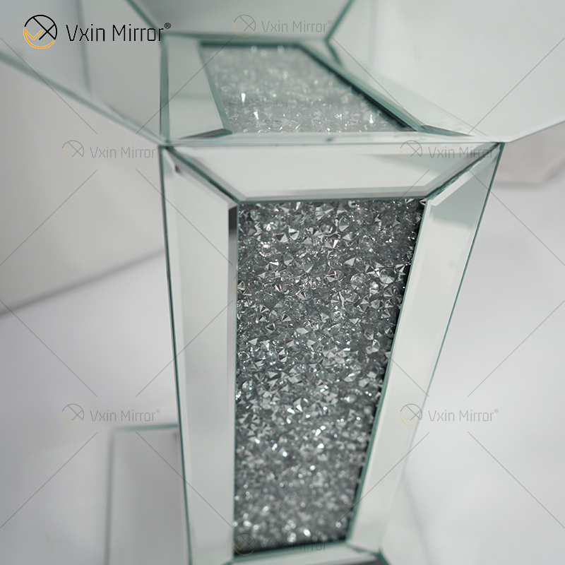 New Design Vxin WXF-722 Home Decor Crushed Diamond End Table Silver Mirror Furniture Side Table