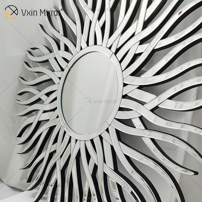 Factory Supply Silver WXM-1655 Geometric Shape Decorative Wall Glass Mirror